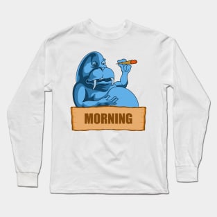 Hippo smoking in the morning Long Sleeve T-Shirt